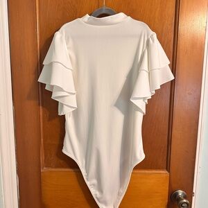 Amazon White Ruffle Sleeve Bodysuit